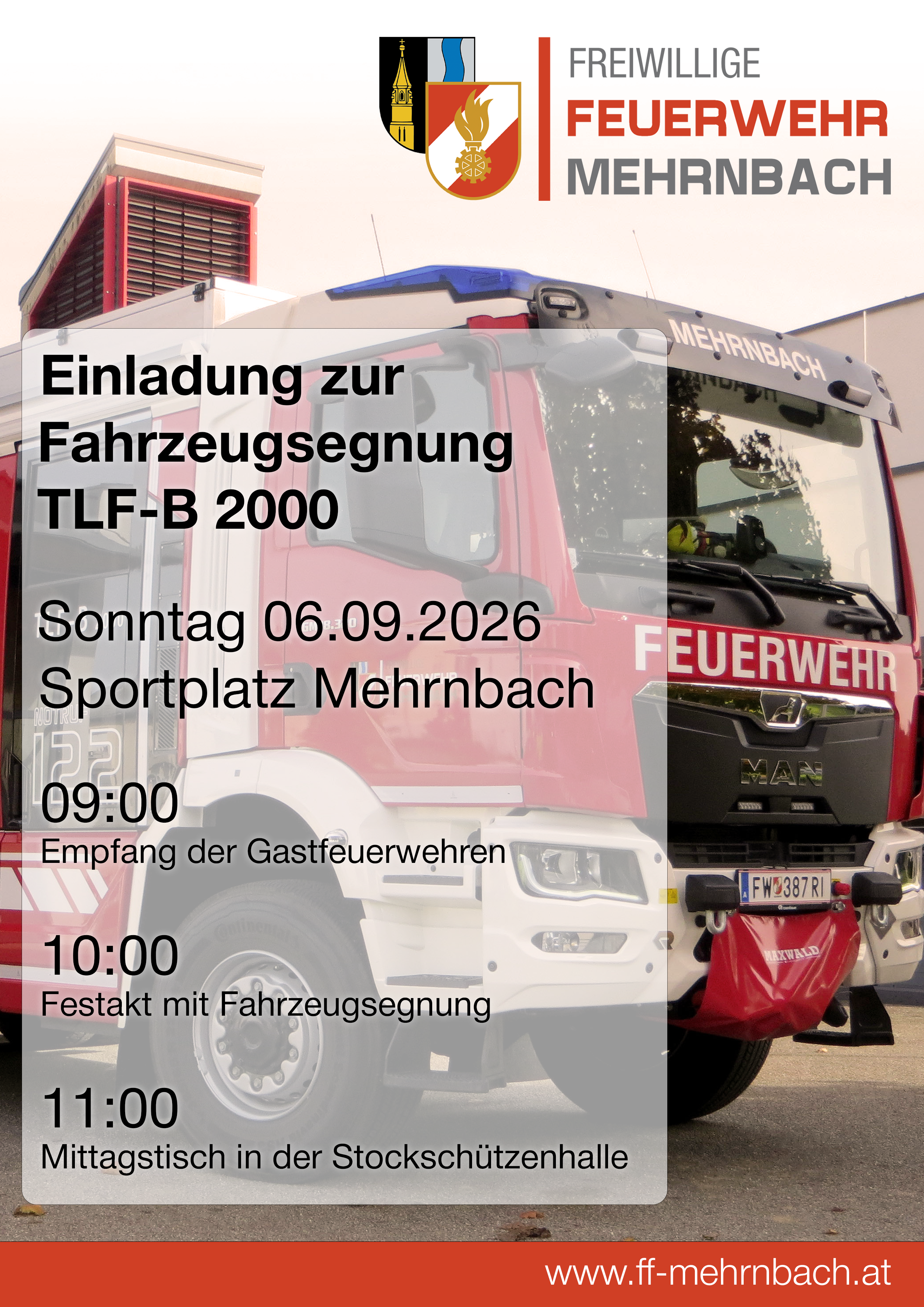 Vorankündigung: Fahrzeugweihe am 06.09.2026